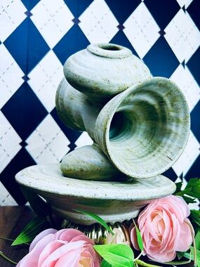 Wabi Sabi Signed Studio Pottery Sculpture Celadon Ceramic Vase Signed D Wiener